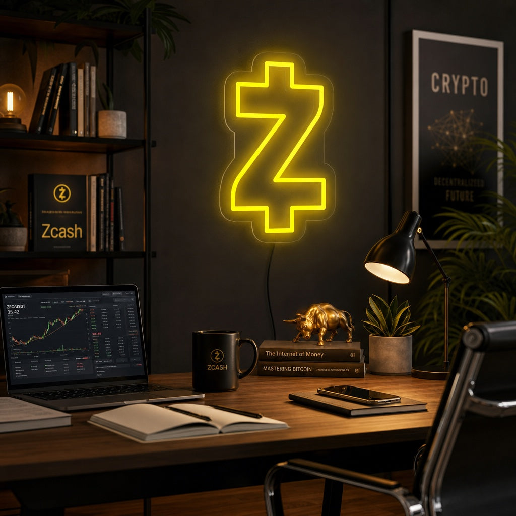 "Zcash Zec-Symbol" Neonschrift