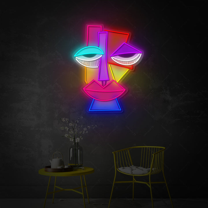 "Abstraktes Gesicht Picasso" Neonschild