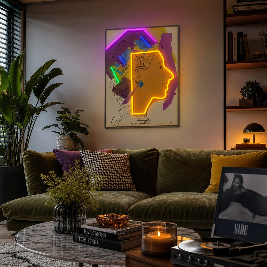 "Abstrakte Pop-Art-Queen-Collage" Neonschild