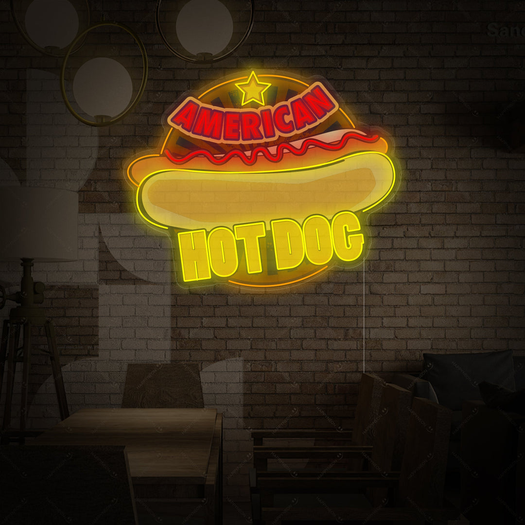 "American Hot Dog" Neonschild