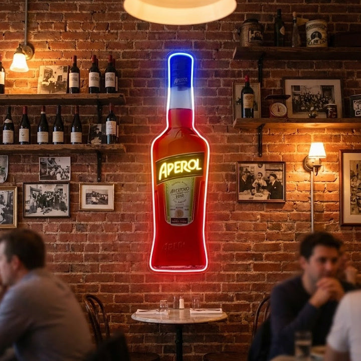 "Aperol Aperitivo Flasche" Neonschild, Aperol Spritz Leuchtreklame, Aperol Spritz Leuchtschild