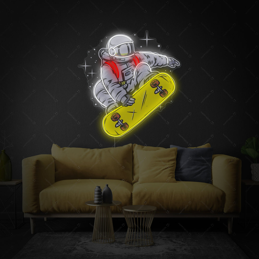 "Astronaut auf Skateboard" Neonschild