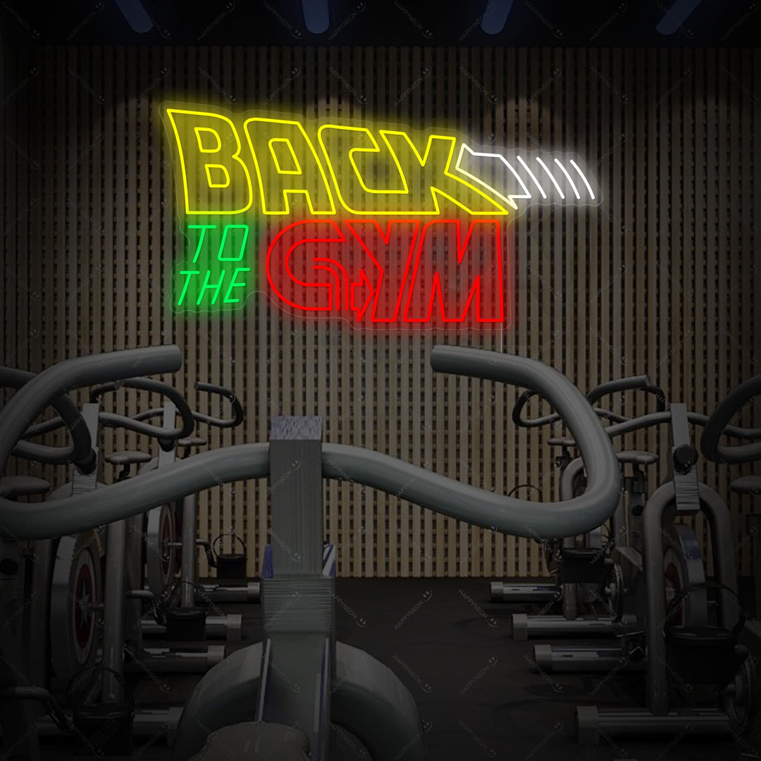 "Back To The Gym" Neonschild, Gym Leuchtreklame, Homegym Deko