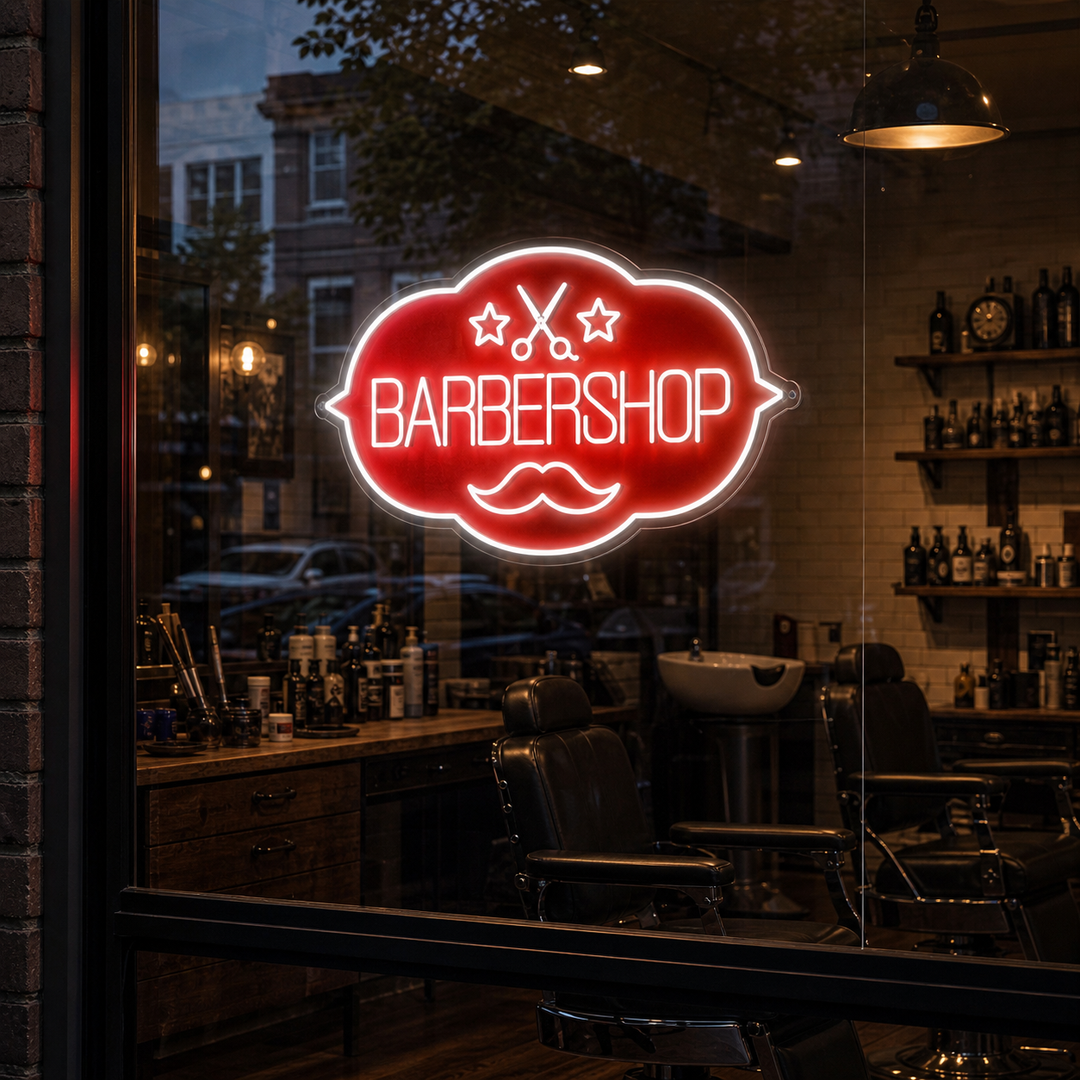 "Barbershop" Neonschild, Barbershop Leuchtreklame, Barbershop Leuchtschild