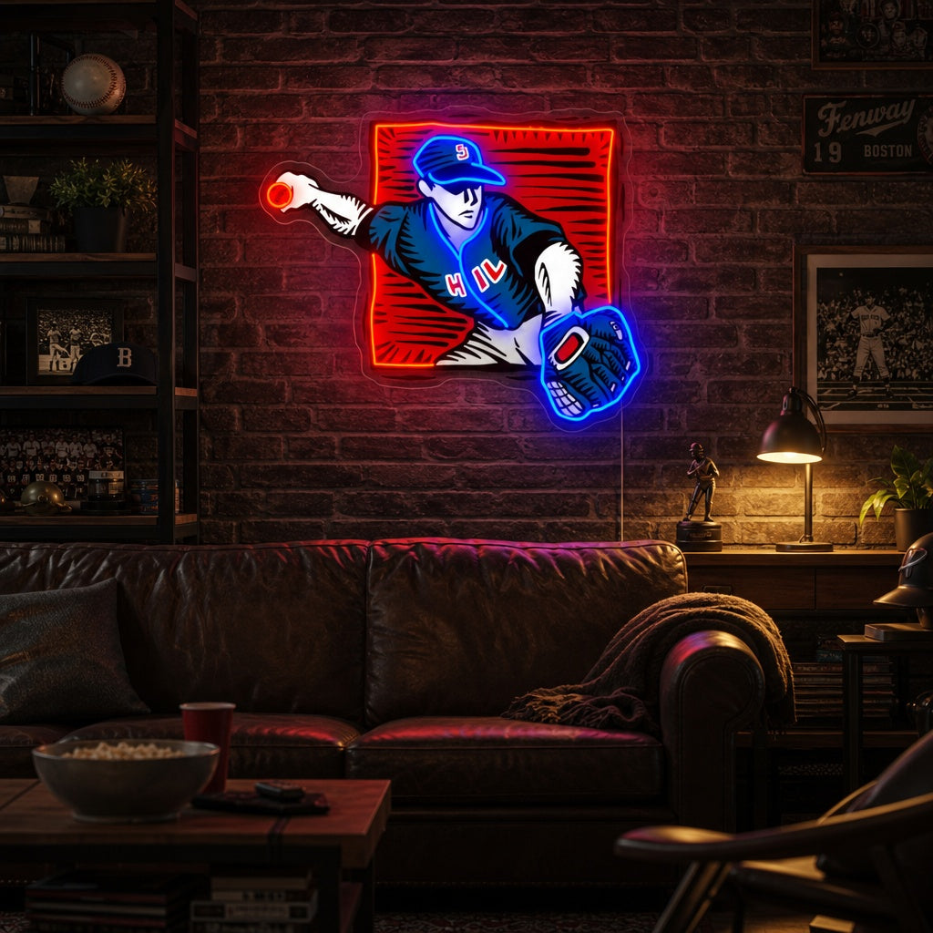 "Baseball Pitcher" Neonschild