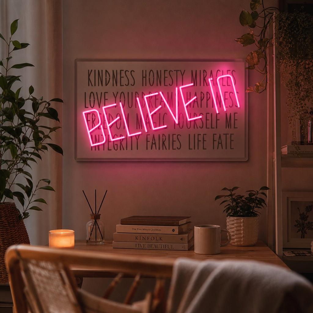 "Believe In" Neonschild