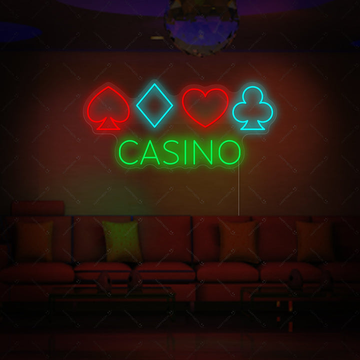 "Kasino-Poker" Neonschild, Kasino Leuchtreklame, Kasino Leuchtschild
