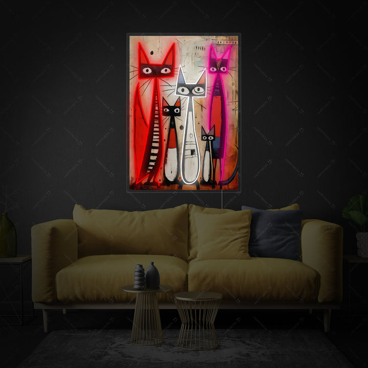 "Katzenfamilie" Neonschild