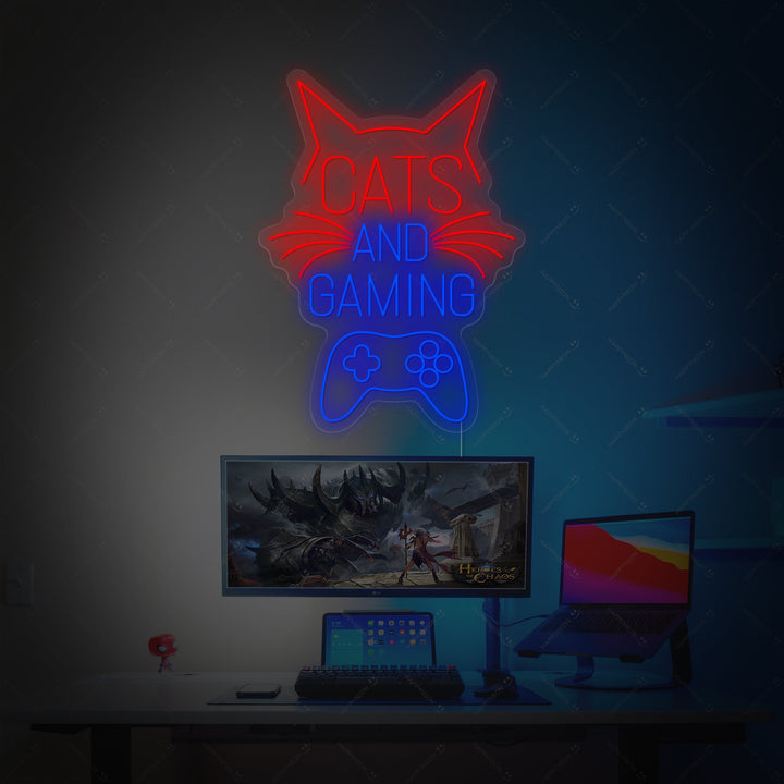 "Cats And Gaming" Neonschild