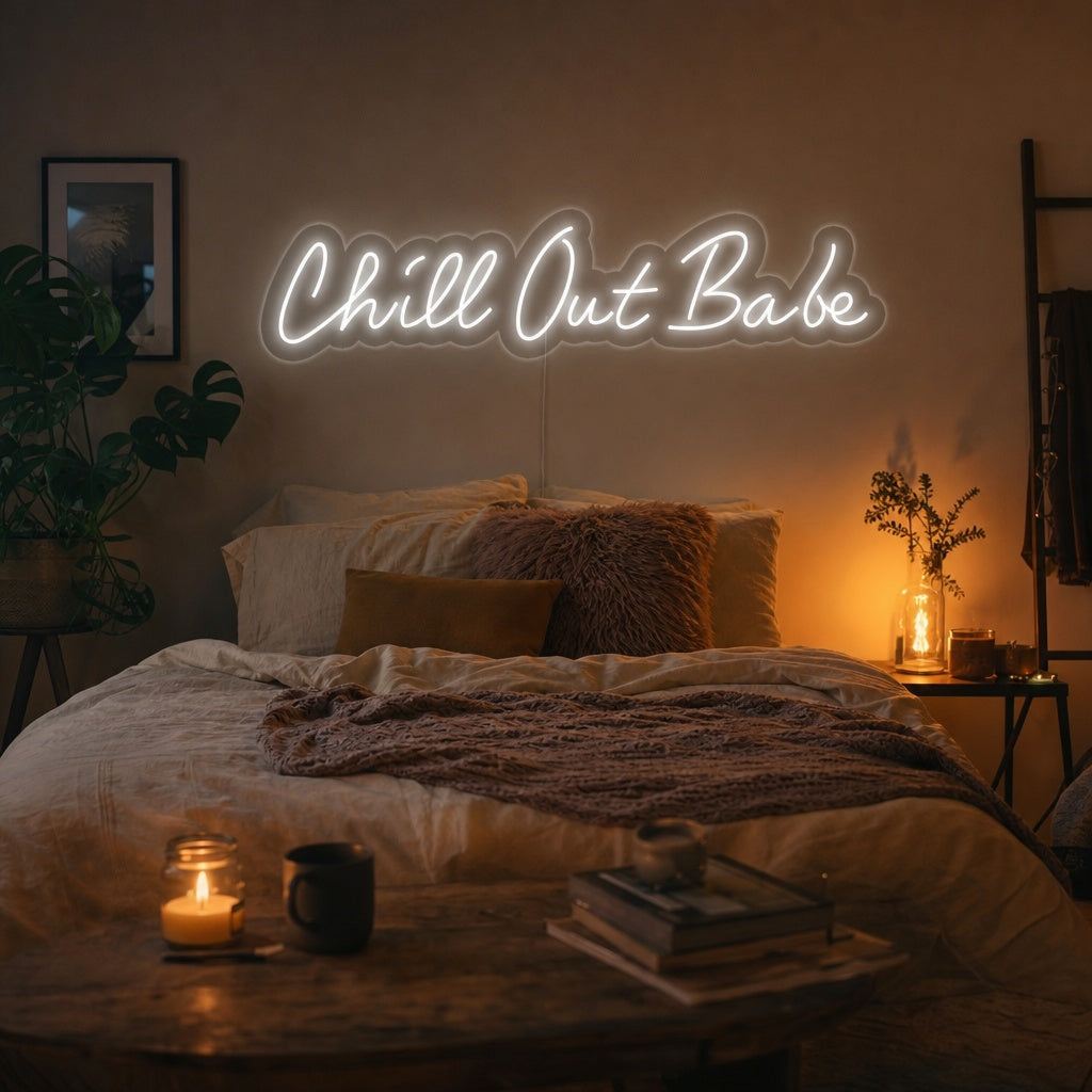 "Chill Out Babe" Neonschrift