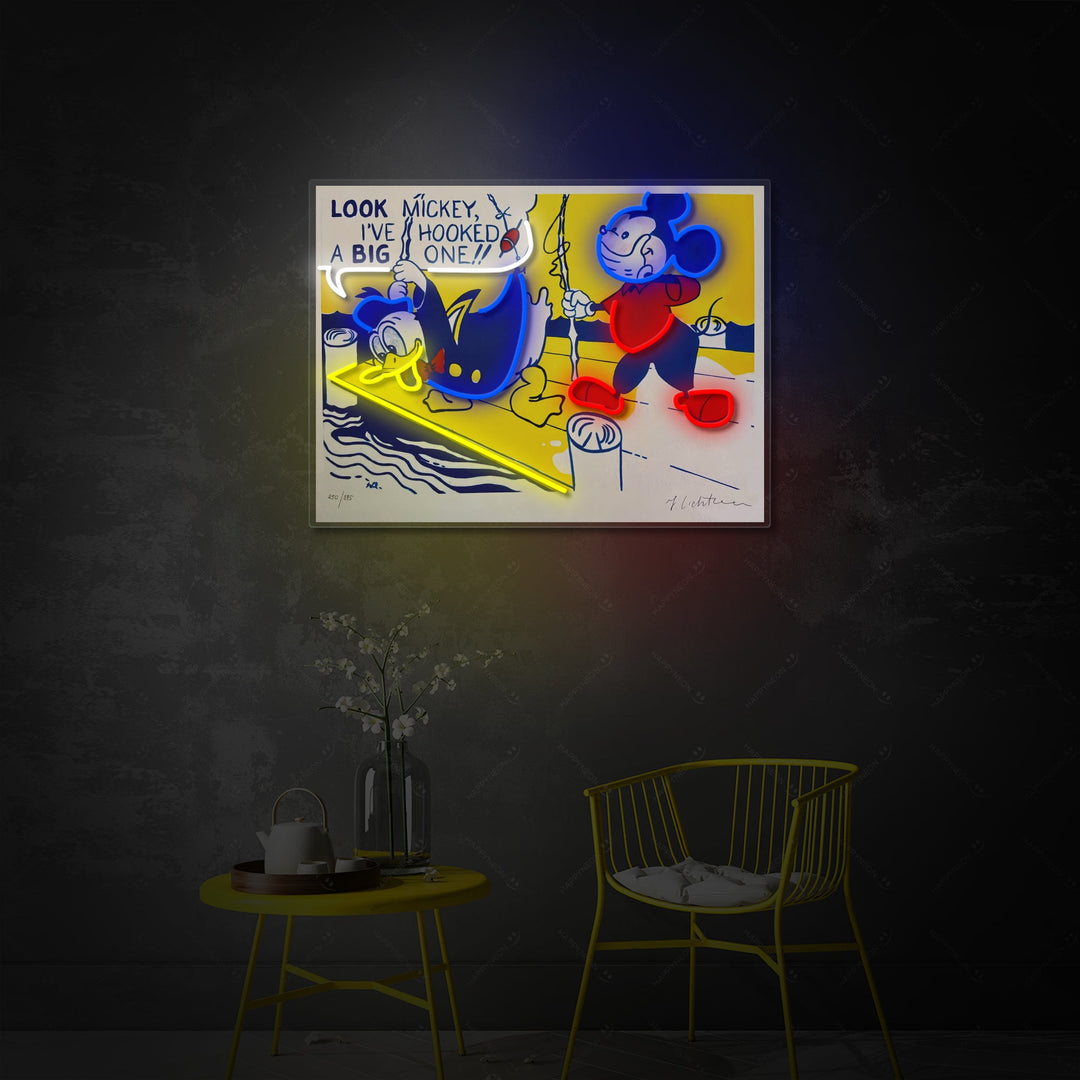 "Comic-Ente und Maus" Neonschild