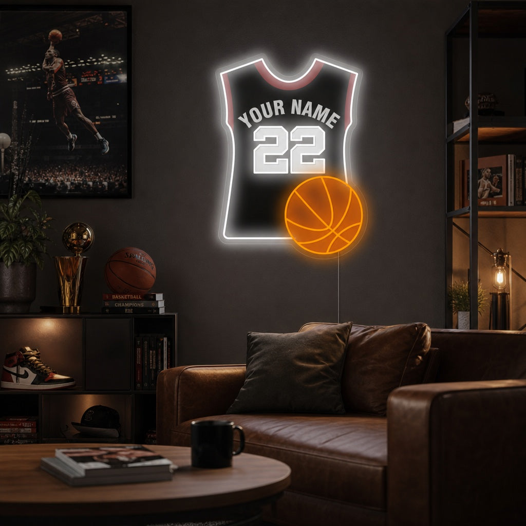 "Benutzerdefinierte Basketball und Trikot" Neonschild