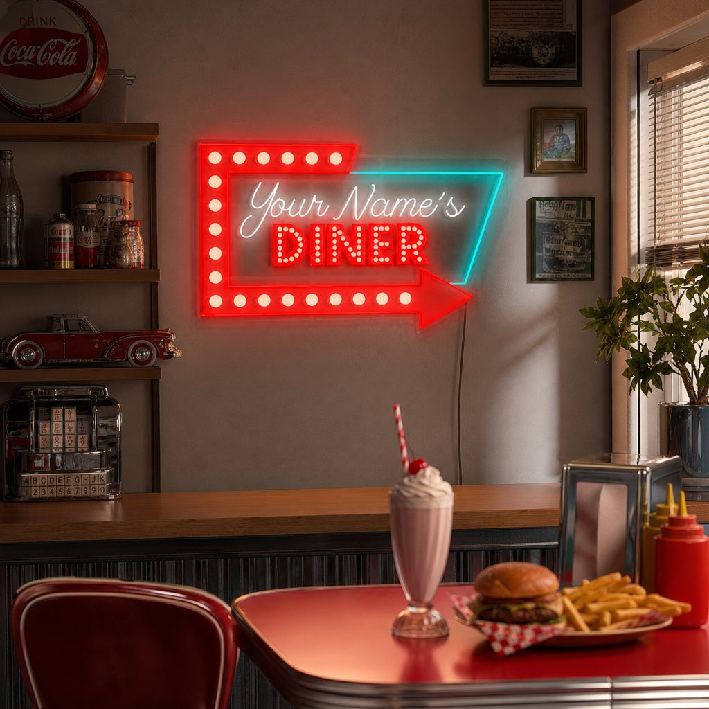 Individuell Diner Neonschild, Individuell Diner Leuchtreklame