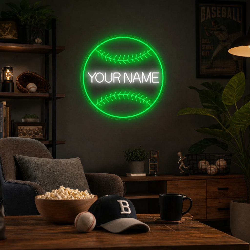"Benutzerdefinierter Name Baseball" Neonschild