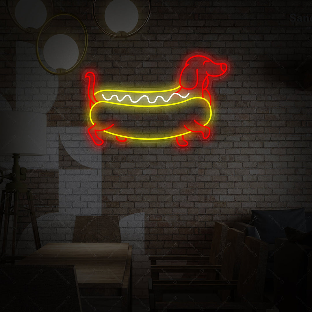 "Dackel-Hotdog" Neonschild