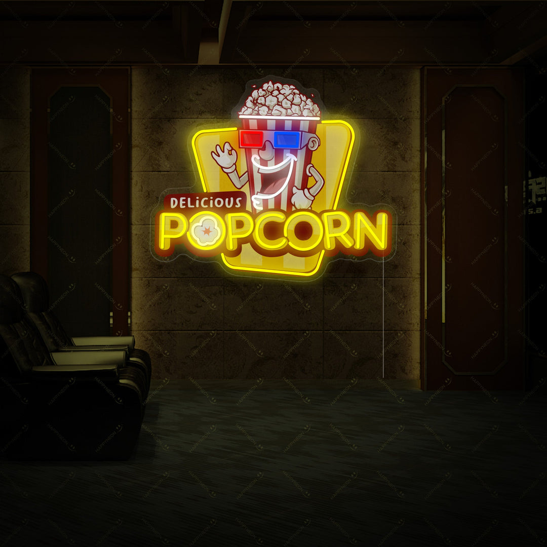 "Delicious Popcorn" Neonschild