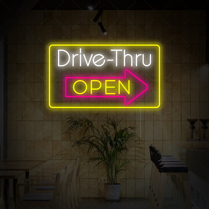 "Drive Thru Open" Neonschild