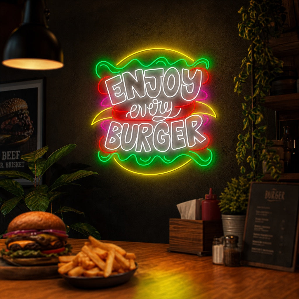 "Enjoy Every Burger" Neonschild