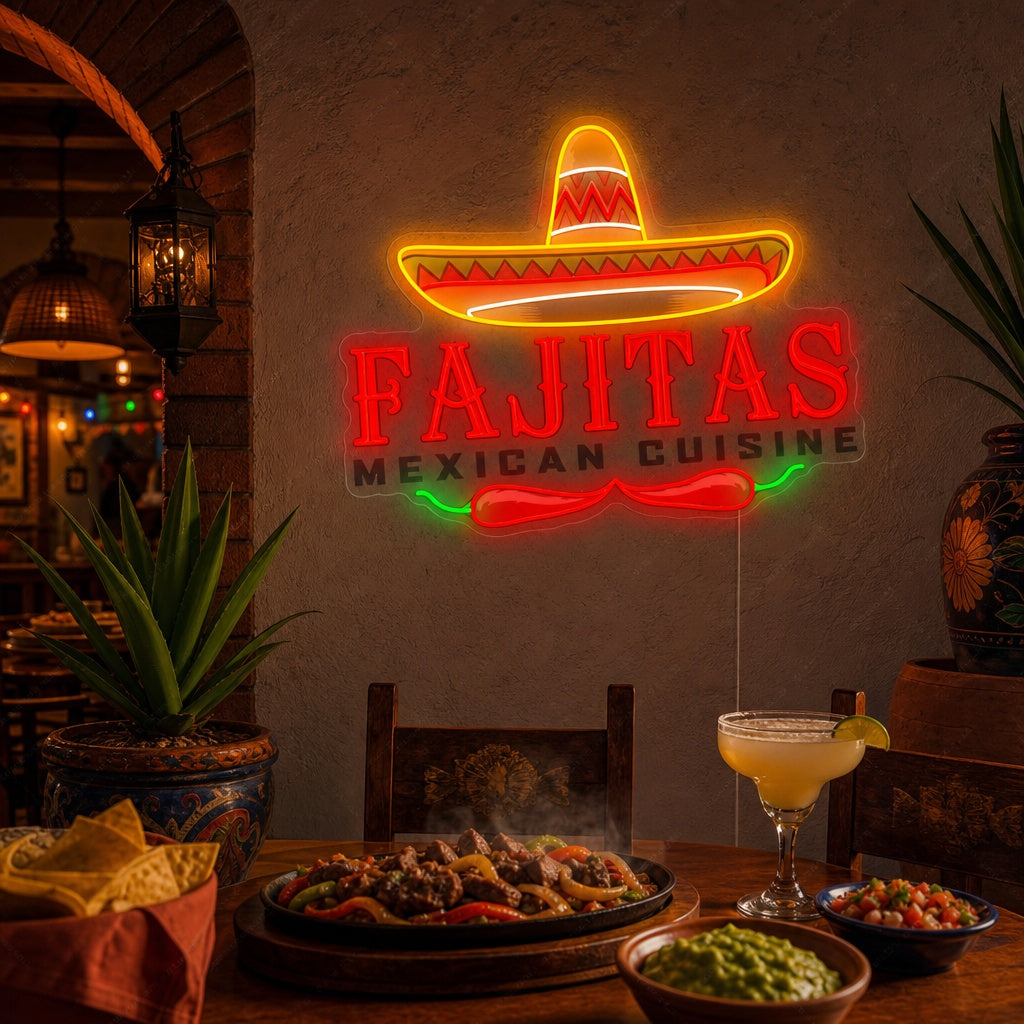 "Fajitas Mexican Cuisine" Neonschild