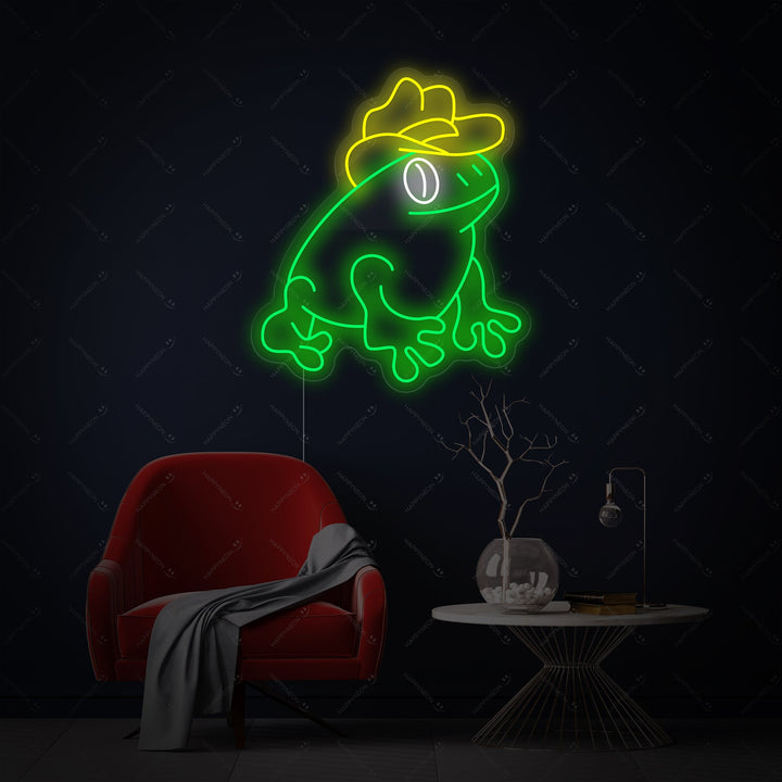 "Frosch mit Cowboyhut" Neonschild