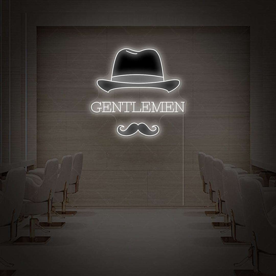 "Gentlemen" Neonschild, Barbershop Leuchtreklame, Barbershop Leuchtschild
