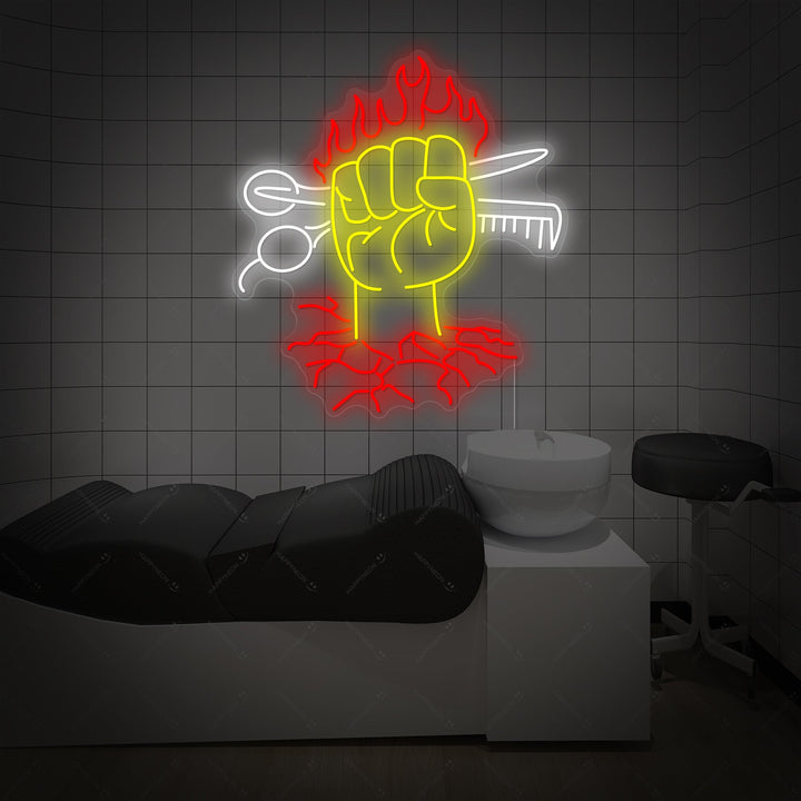 "Haar Schönheitssalon" Neonschild, Barbershop Leuchtreklame, Barbershop Leuchtschild