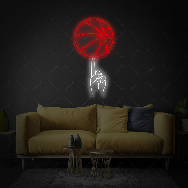 "Handschwung Basketball" Neonschild