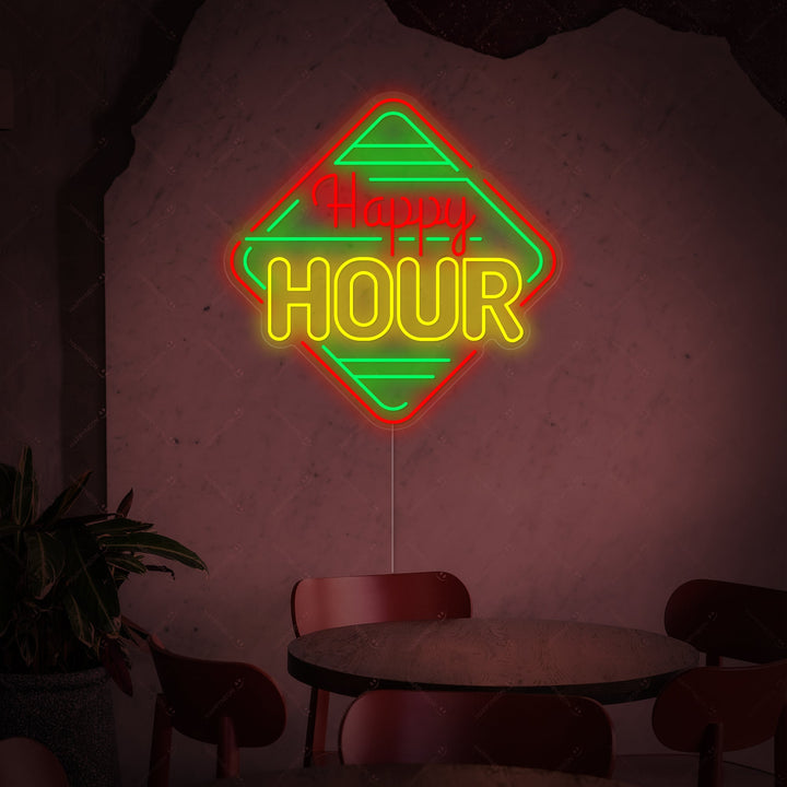 "Happy Hour" Neonschild, Happy Hour Leuchtreklame, Happy Hour Leuchtschild