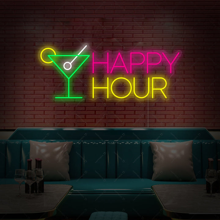 "Happy Hour" Neonschild, Happy Hour Leuchtreklame, Happy Hour Leuchtschild