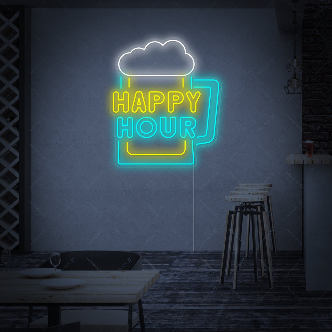 "Happy Hour" Neonschild, Happy Hour Leuchtreklame, Happy Hour Leuchtschild