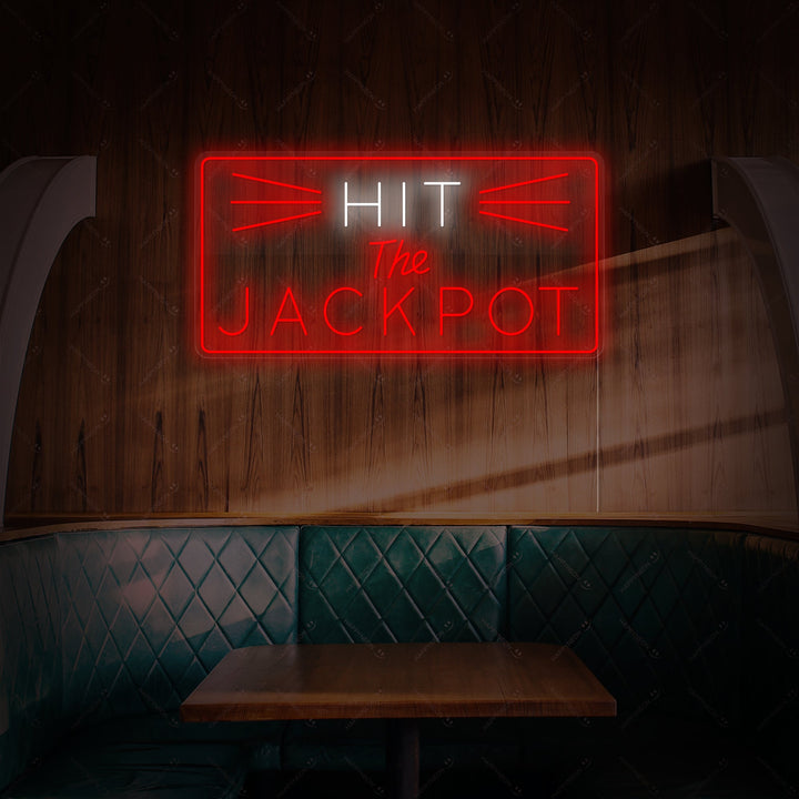 "Hit The Jackpot" Neonschild, Kasino Leuchtreklame, Kasino Leuchtschild