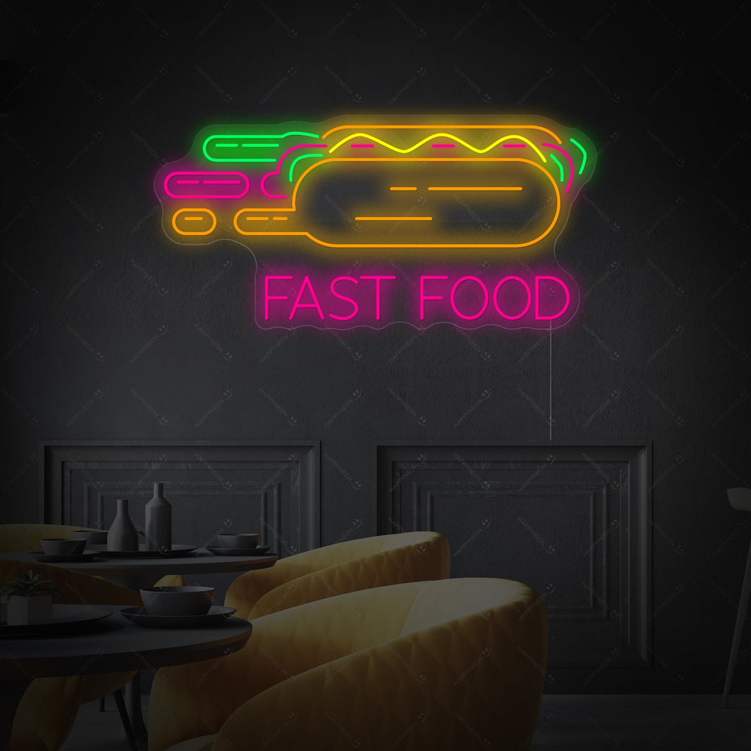 "Hot Dog Fast Food" Neonschild