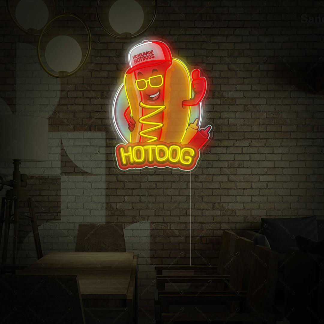 "Hotdog Maskottchen" Neonschild