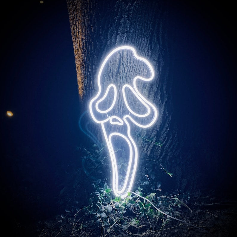 "Scream Face Ghost Halloween" Neonschrift
