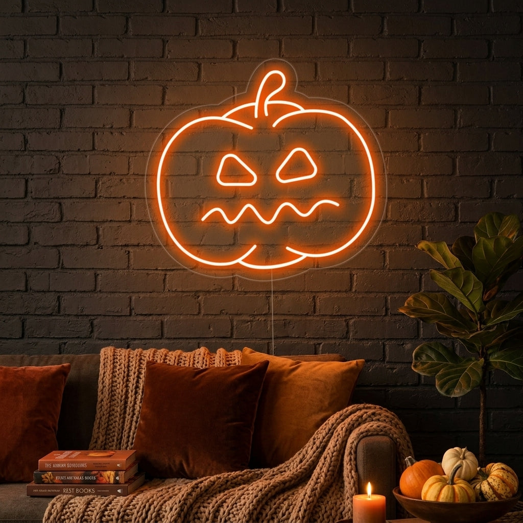 "Kürbis Halloween" Neonschrift