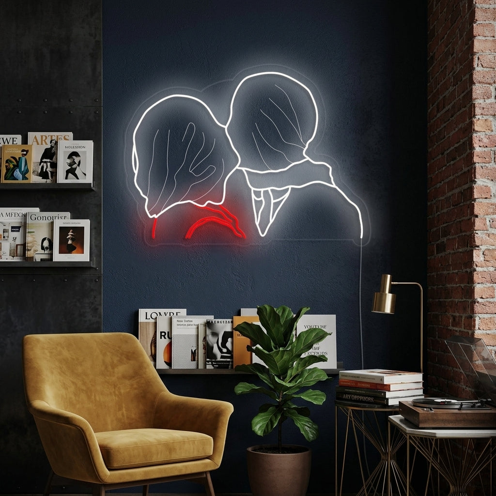 "Die Liebenden Rene Magritte" Neonschrift