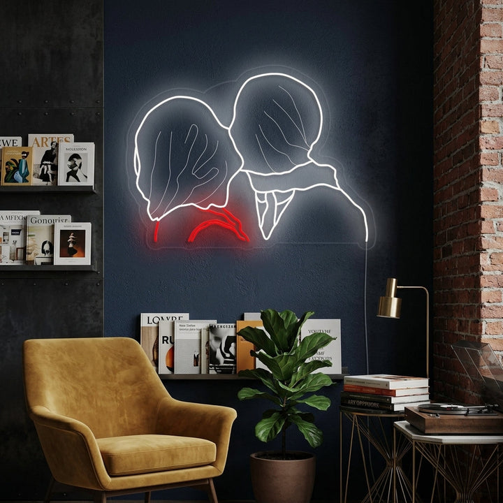 "Die Liebenden Rene Magritte" Neonschrift