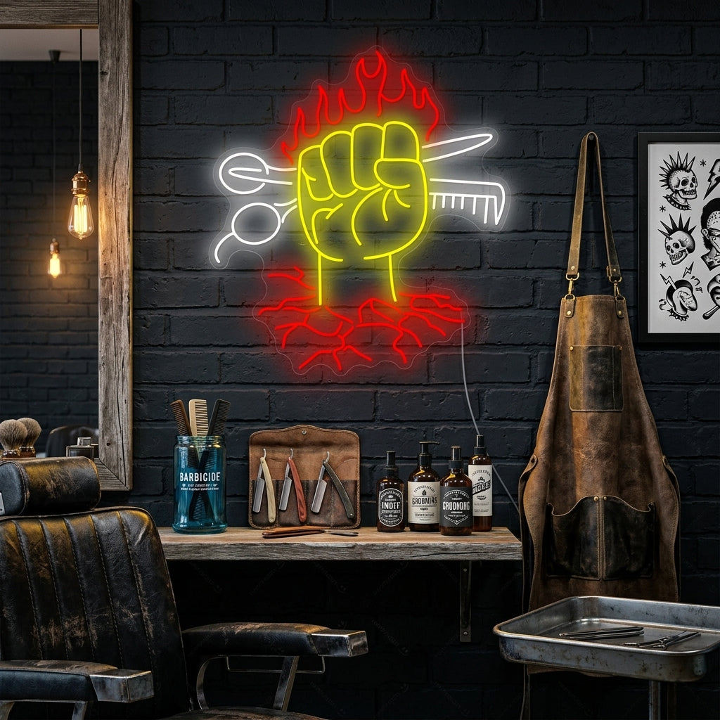 "Haar Schönheitssalon" Neonschild, Barbershop Leuchtreklame, Barbershop Leuchtschild