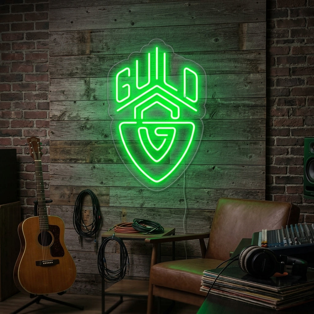 "Guild, Gitarren" Neonschrift