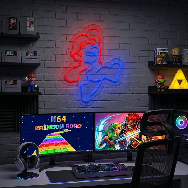 Retro Gaming Sprung-Figur Neonschild