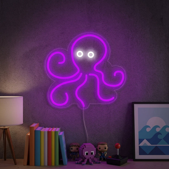 "Krake Meerestier" Neonschrift