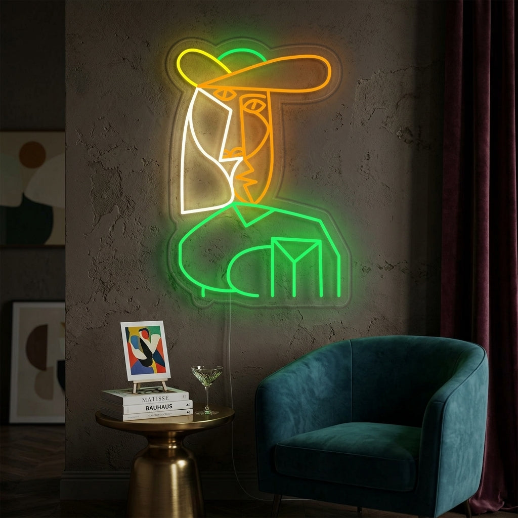 "Büste Einer Frau Pablo Picasso" Neonschrift