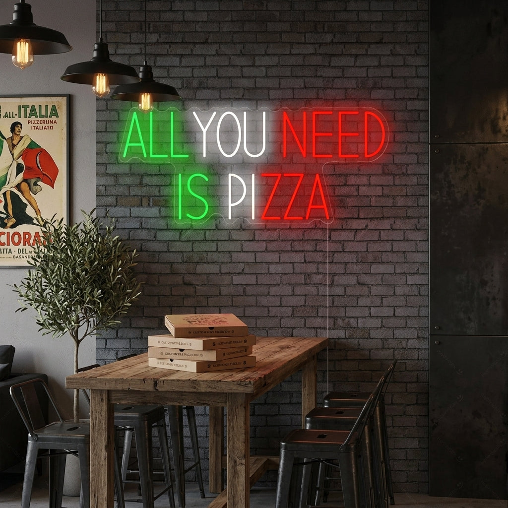 "All You Need Is Pizza" Neonschild, Pizza Leuchtreklame, Pizza Leuchtschild