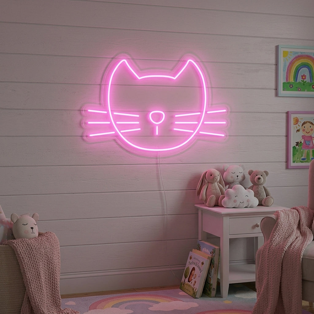 "Süße rosa Katze" Neonschrift