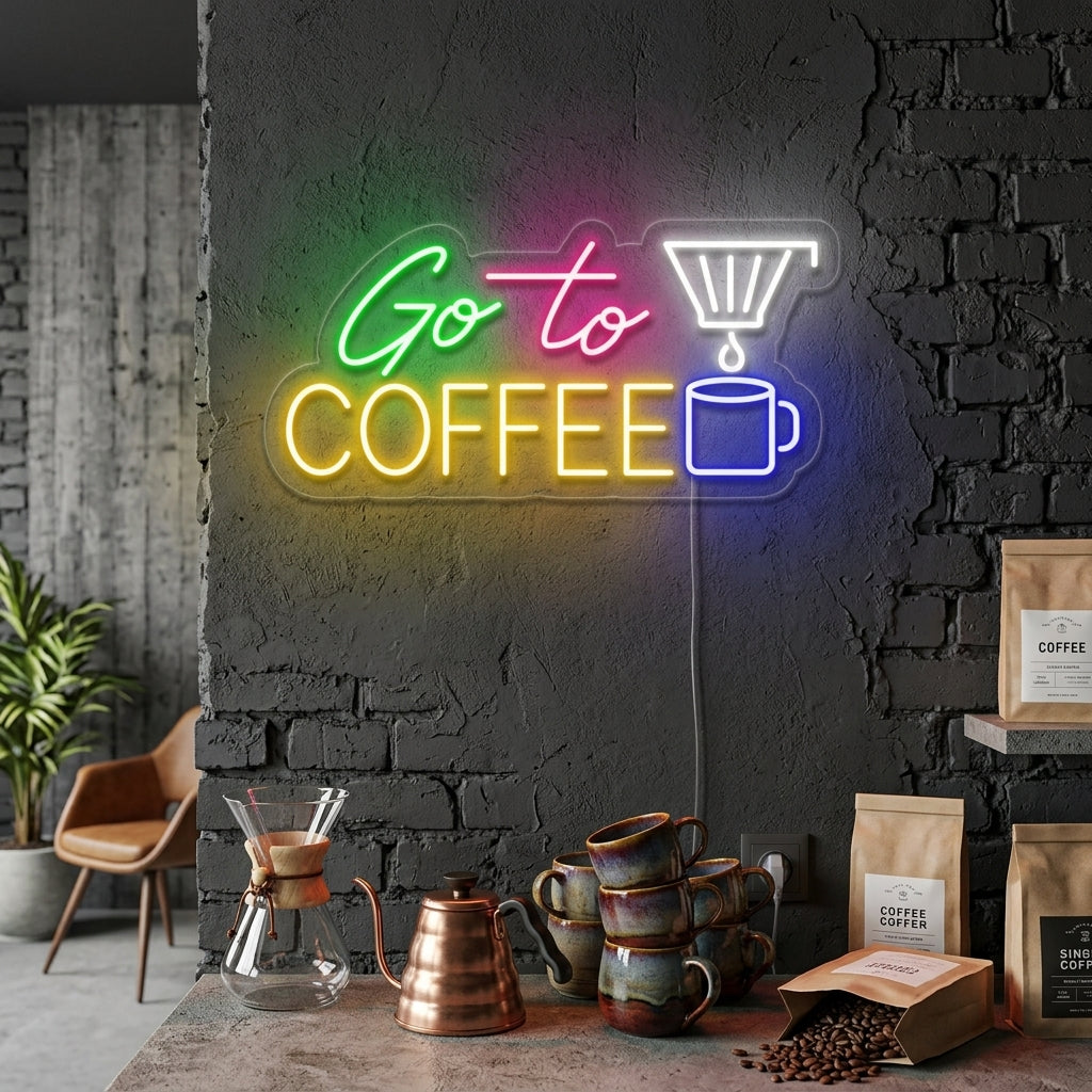 "Go To Coffee" Neonschrift