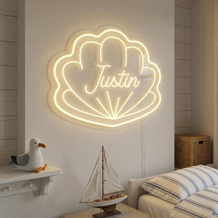 "Angepasster Kindername Mit Muschelform, Kinderzimmerdekoration" Neonschrift