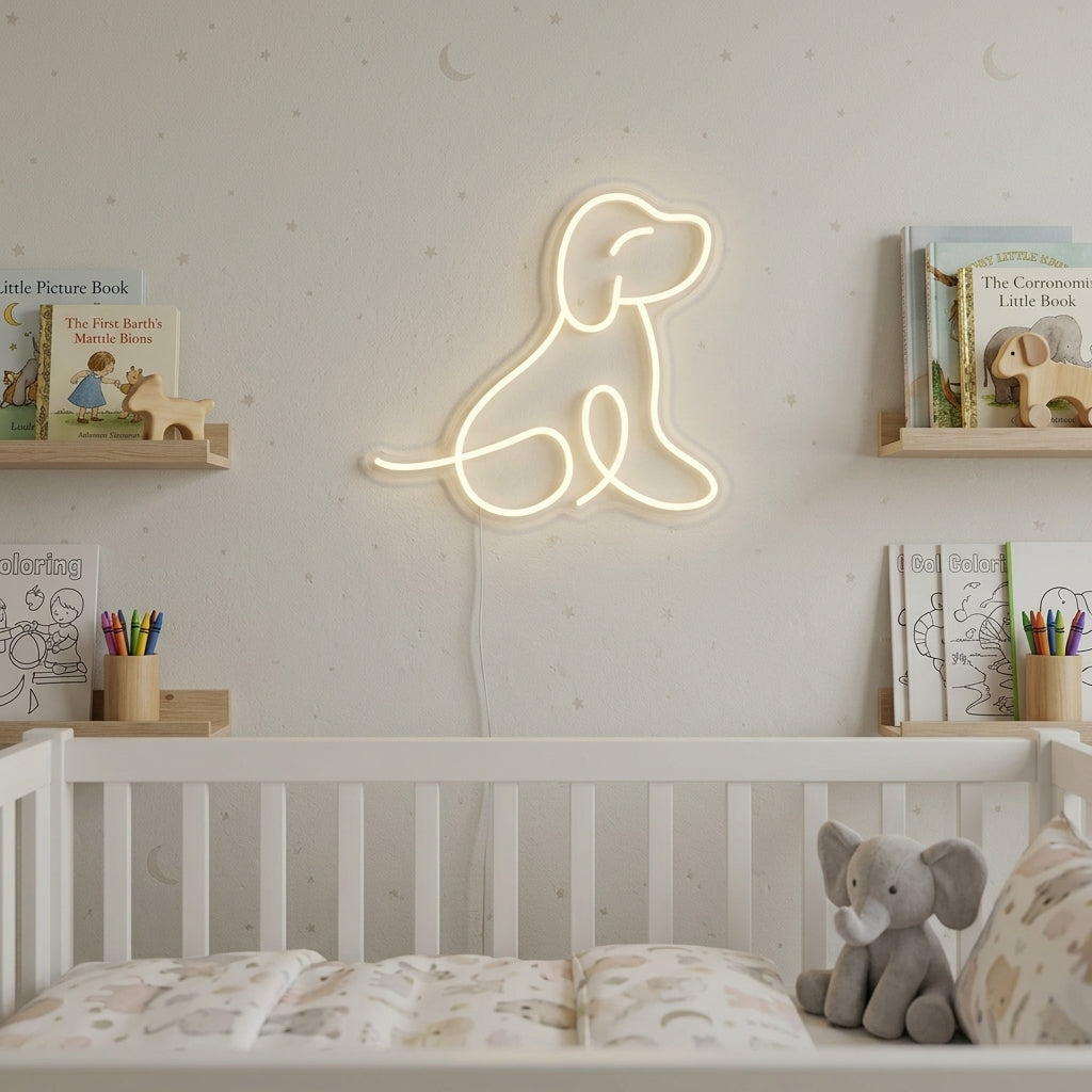 "Hundewelpe, Kinderzimmerdekoration" Neonschrift