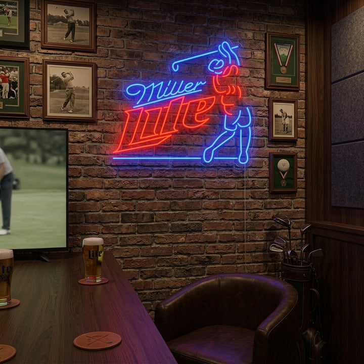 "Golfer und Bier-Logo" Neonschild