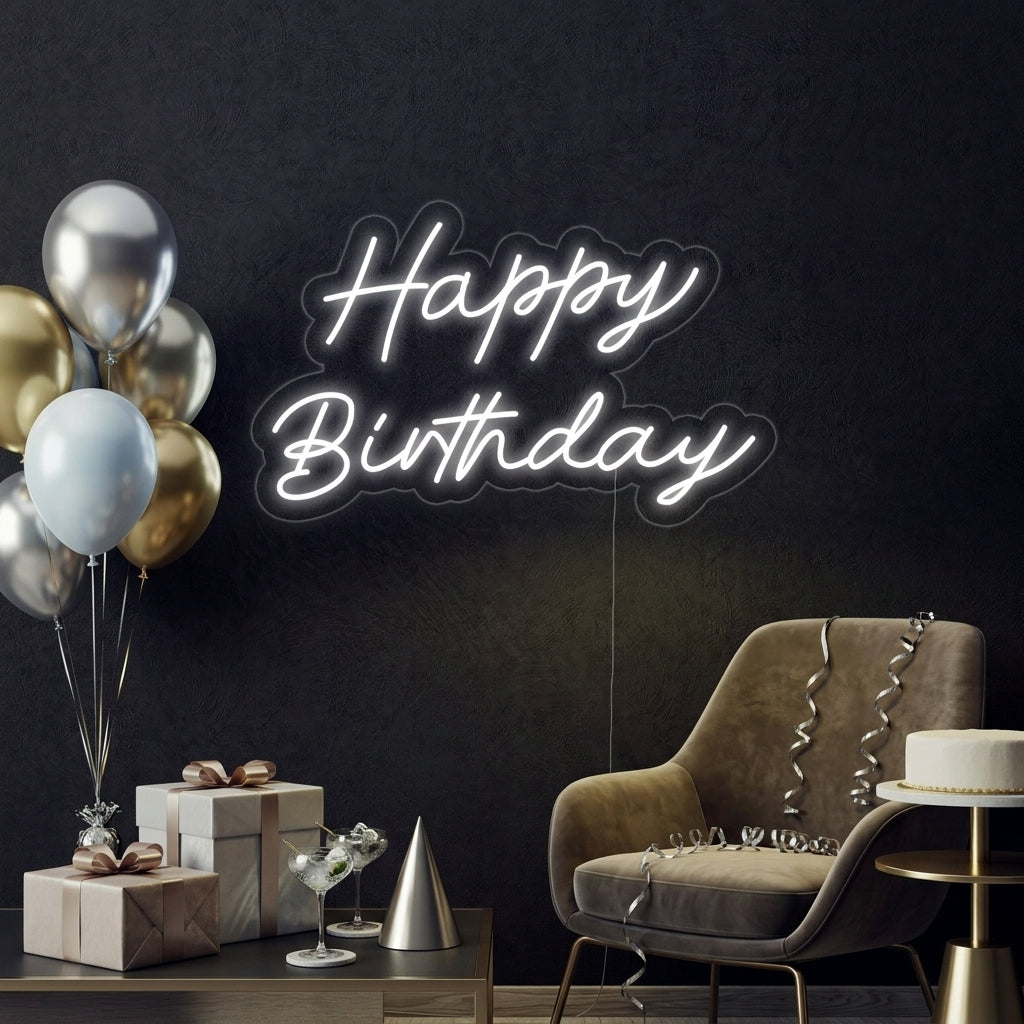 "Happy Birthday" Neonschrift
