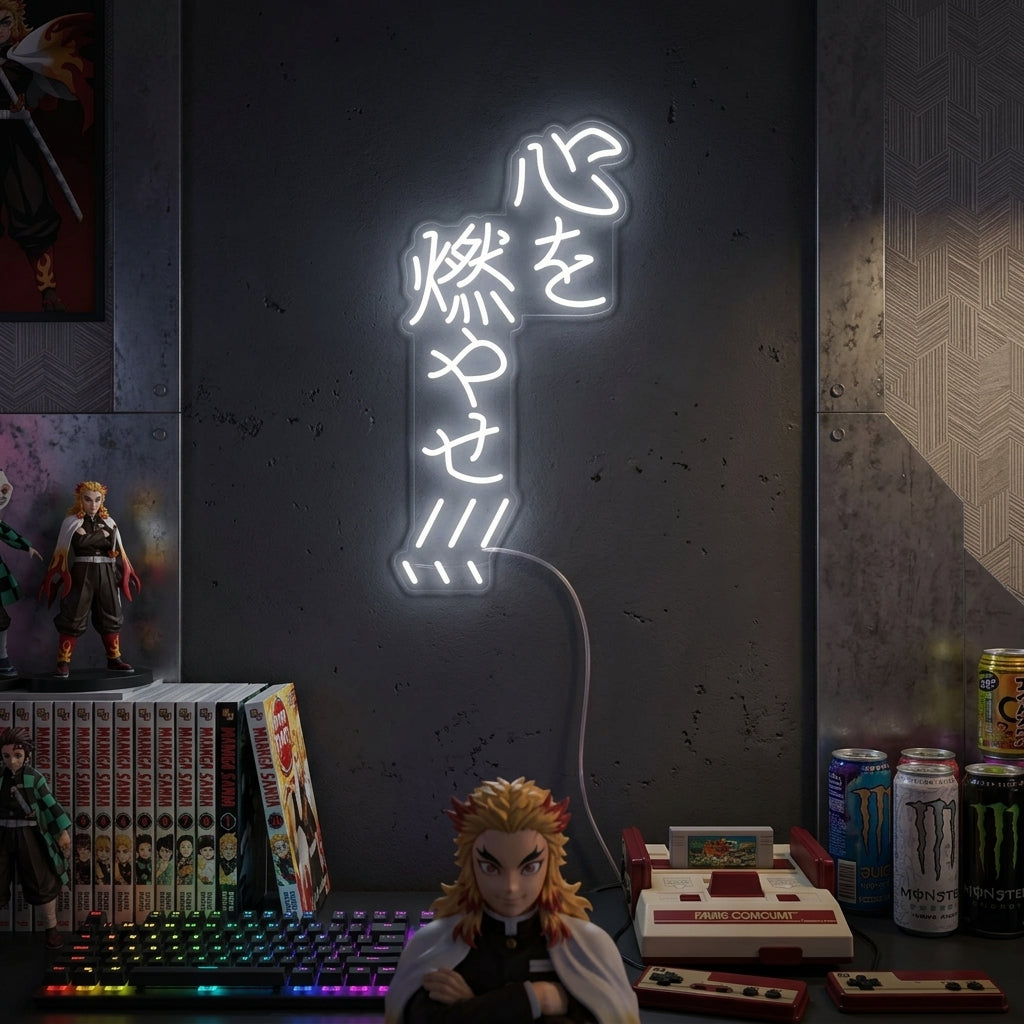 "Burn Your Heart Anime" Neonschrift